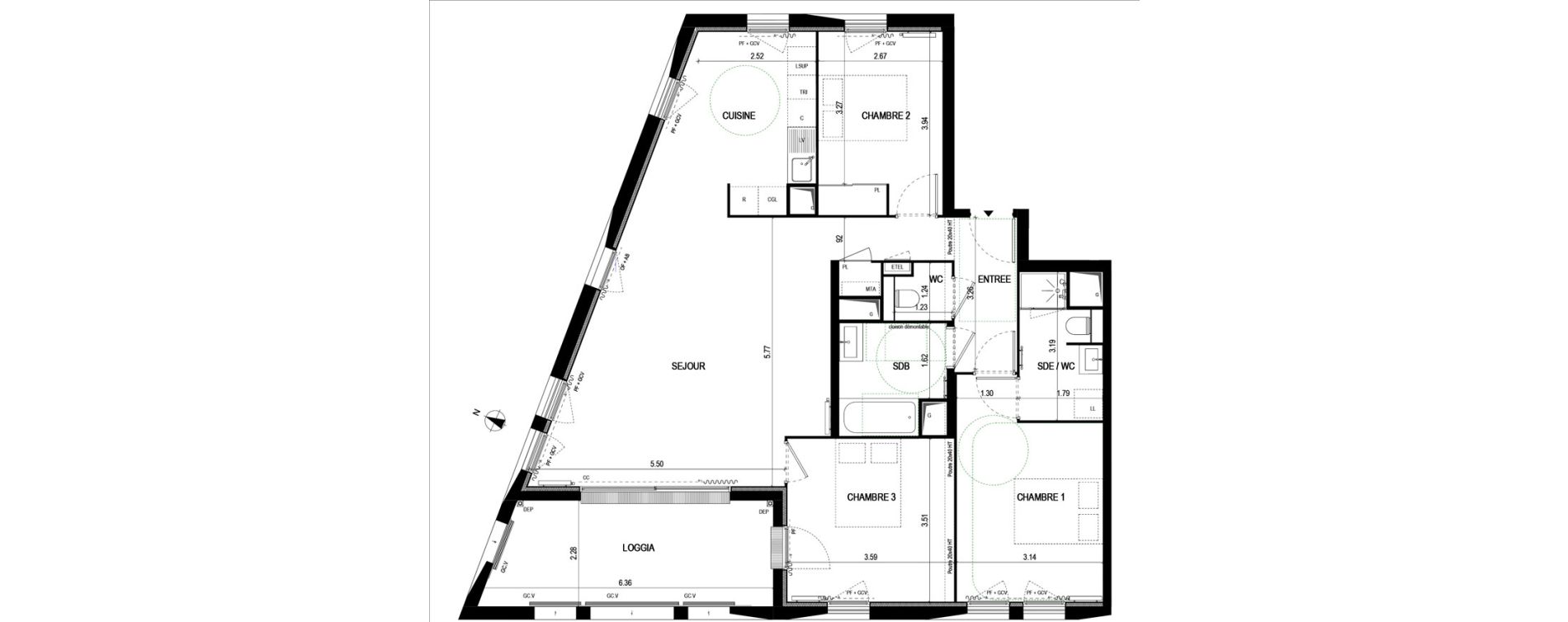 Appartement T4 de 97,90 m2 &agrave; Bordeaux Saint-jean belcier