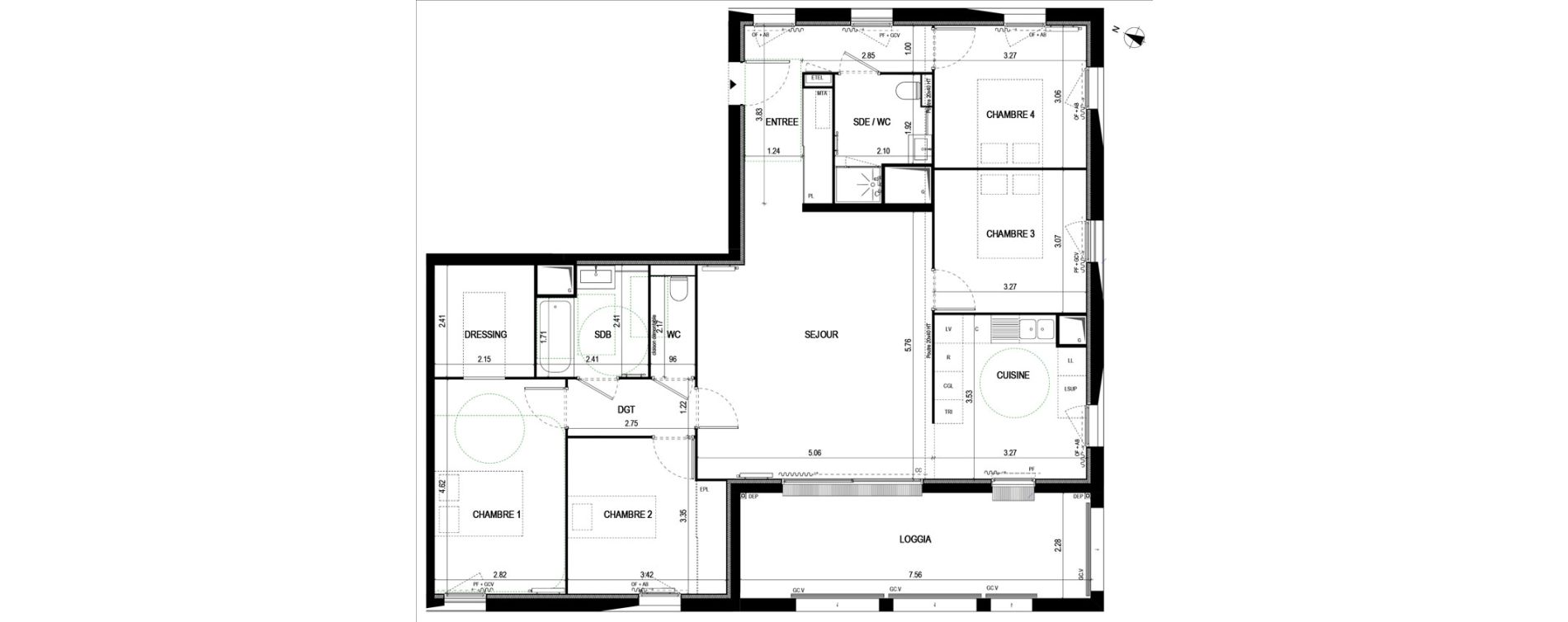 Appartement T5 de 112,55 m2 &agrave; Bordeaux Saint-jean belcier