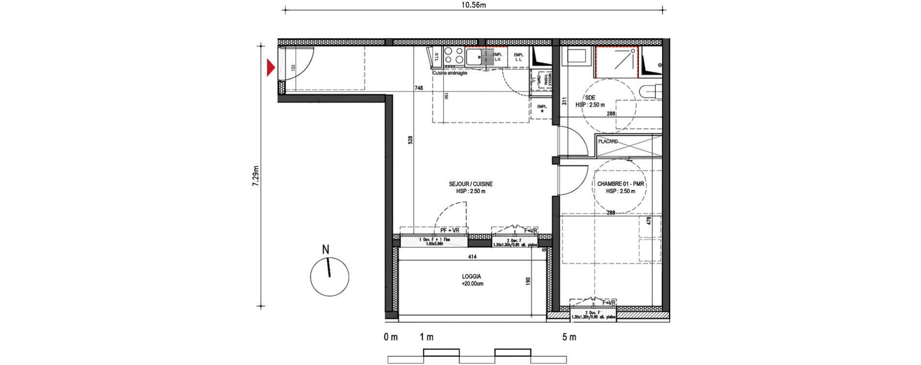 Appartement T2 de 47,30 m2 &agrave; Bordeaux Bastide