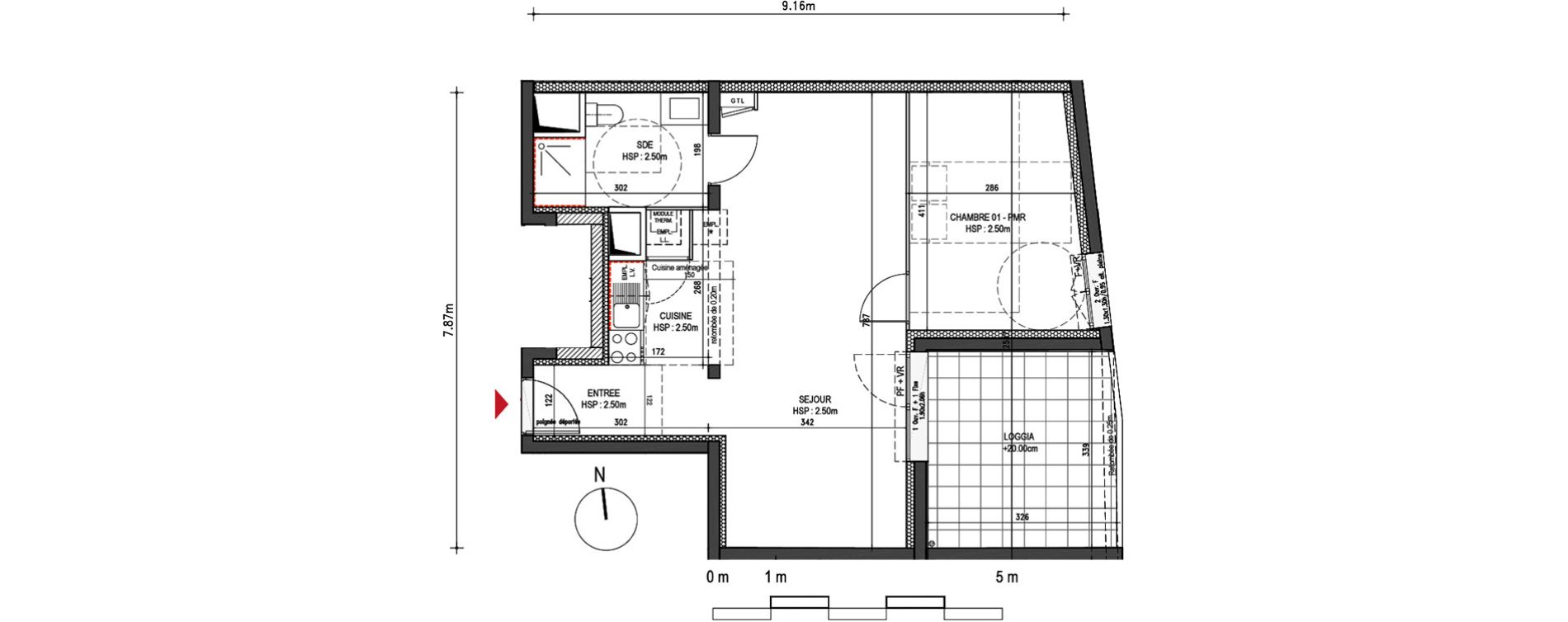 Appartement T2 de 50,80 m2 &agrave; Bordeaux Bastide