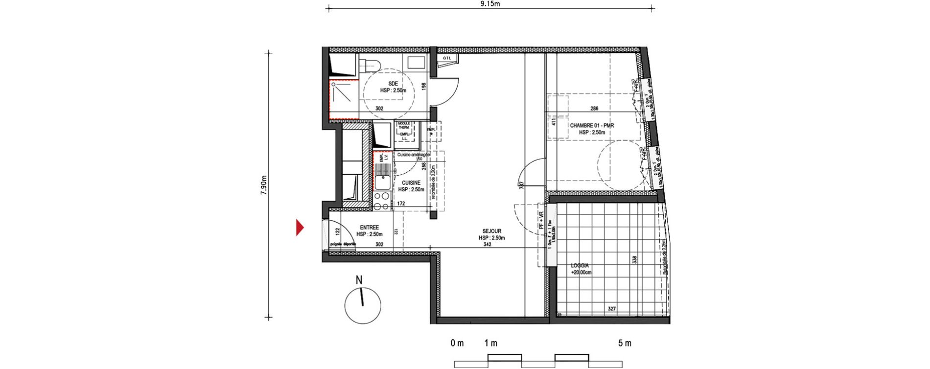 Appartement T2 de 50,80 m2 &agrave; Bordeaux Bastide