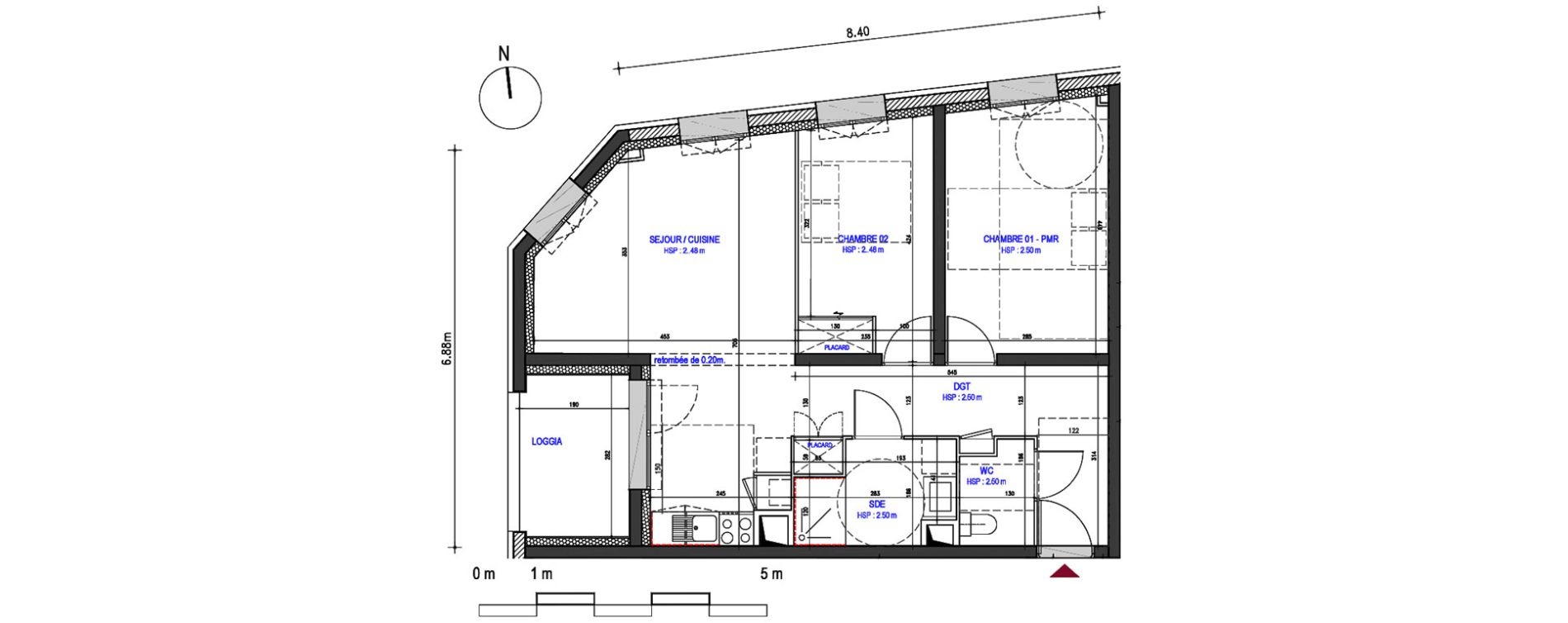 Appartement T3 de 61,00 m2 &agrave; Bordeaux Bastide