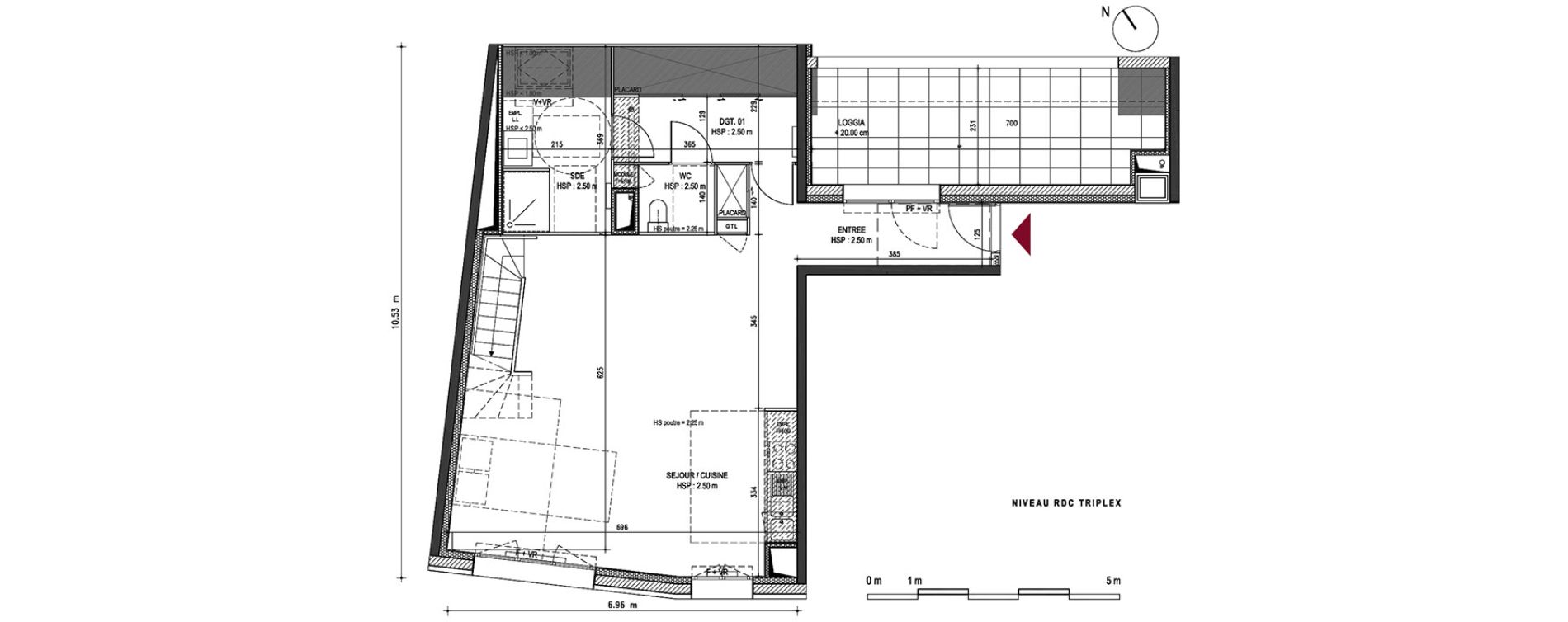 Triplex T5 de 122,30 m2 &agrave; Bordeaux Bastide