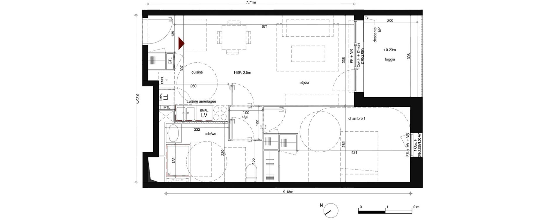 Appartement T2 de 50,02 m2 &agrave; Bordeaux Bastide