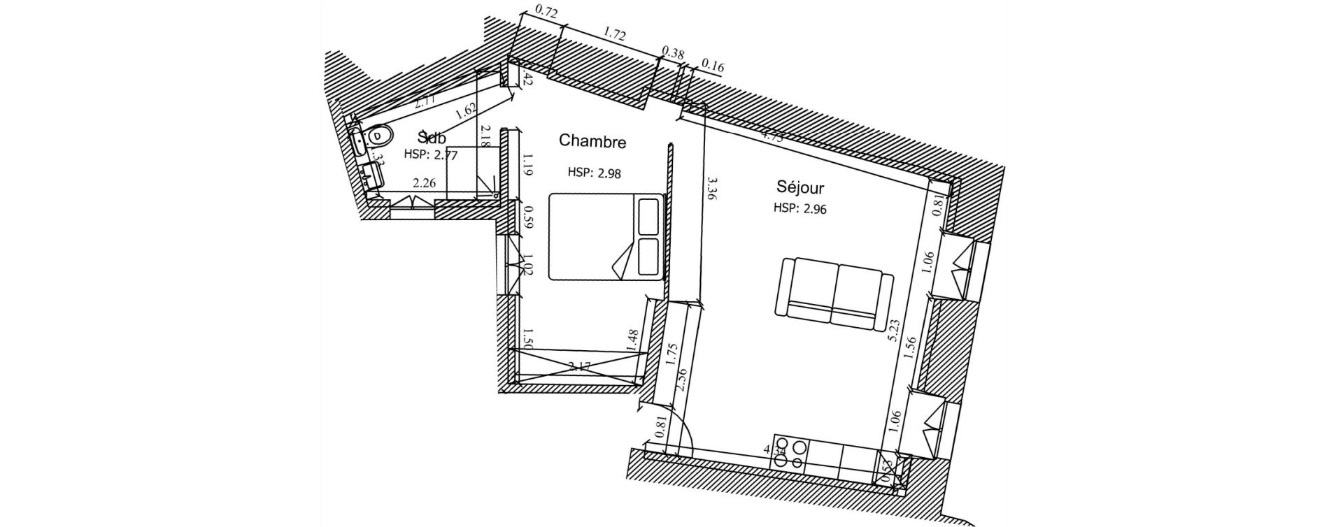 Appartement T2 de 54,00 m2 &agrave; Bordeaux Bordeaux centre ville