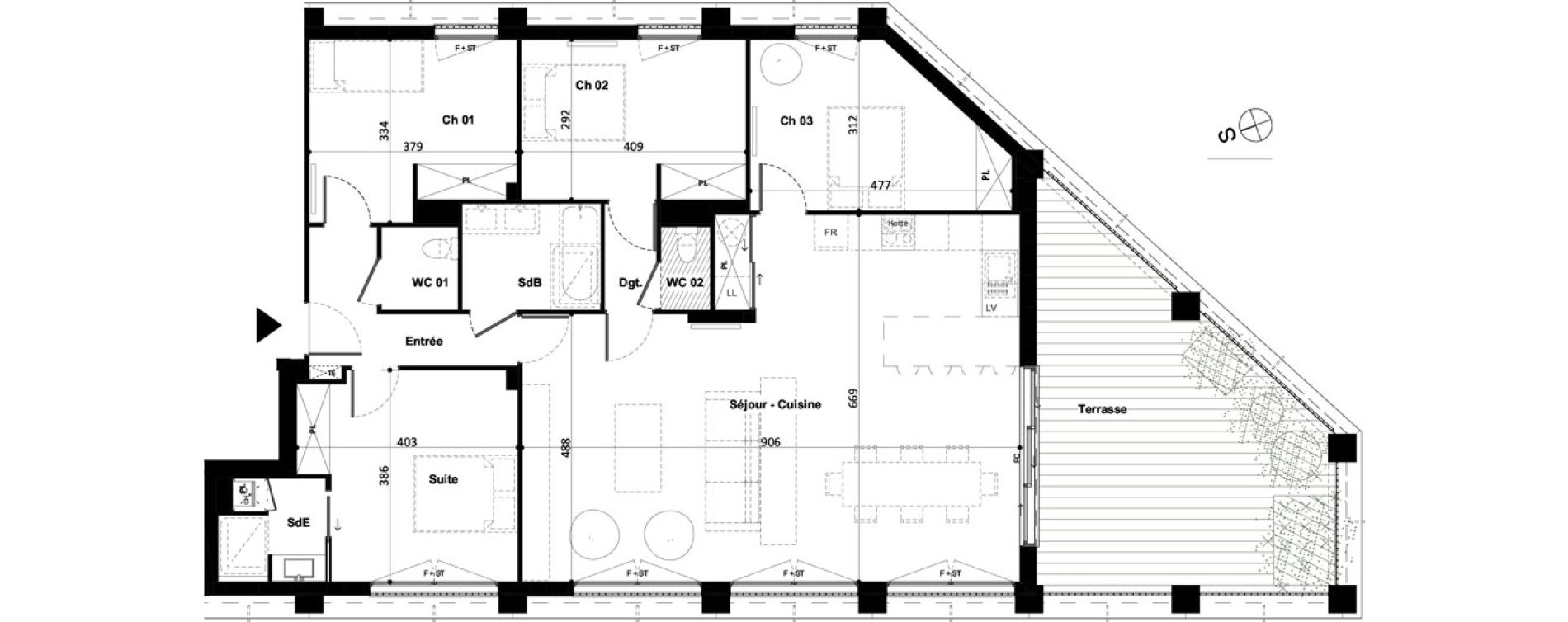 Appartement T5 de 123,20 m2 &agrave; Bordeaux Cauderan