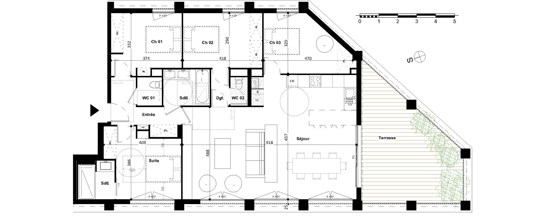 Appartement T5 de 123,40 m2 &agrave; Bordeaux Cauderan
