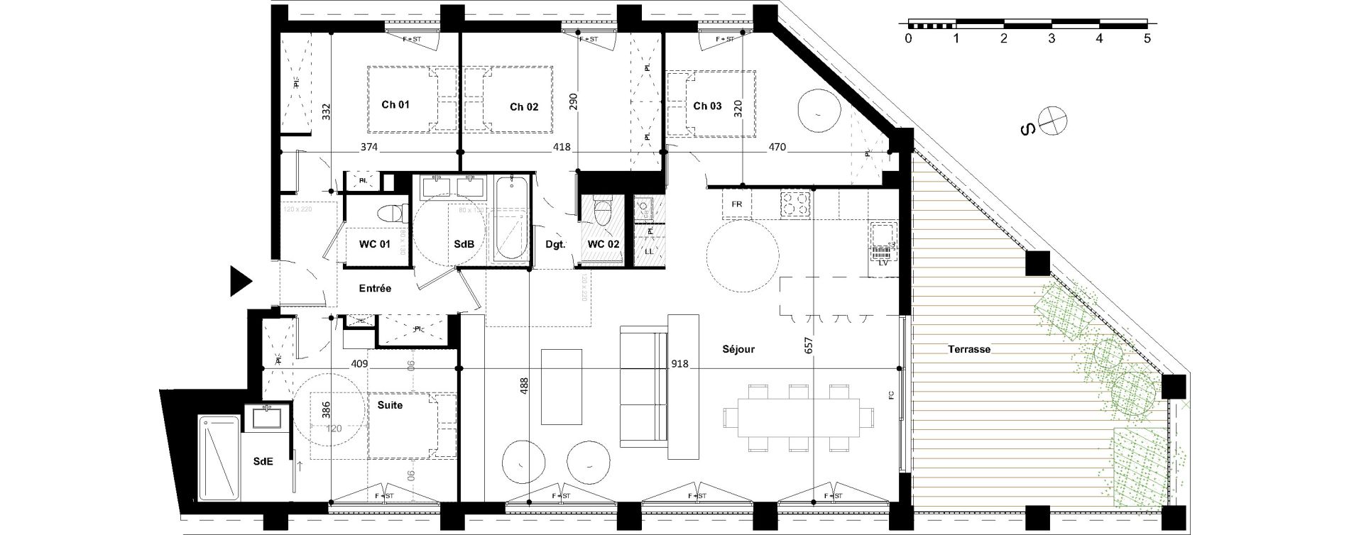 Appartement T5 de 123,50 m2 &agrave; Bordeaux Cauderan