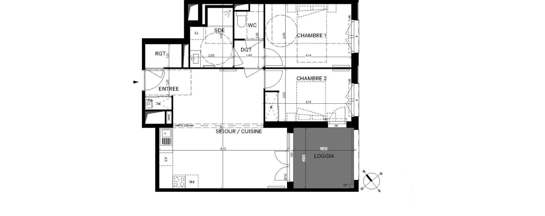 Appartement T3 de 66,60 m2 &agrave; Bordeaux Chartrons