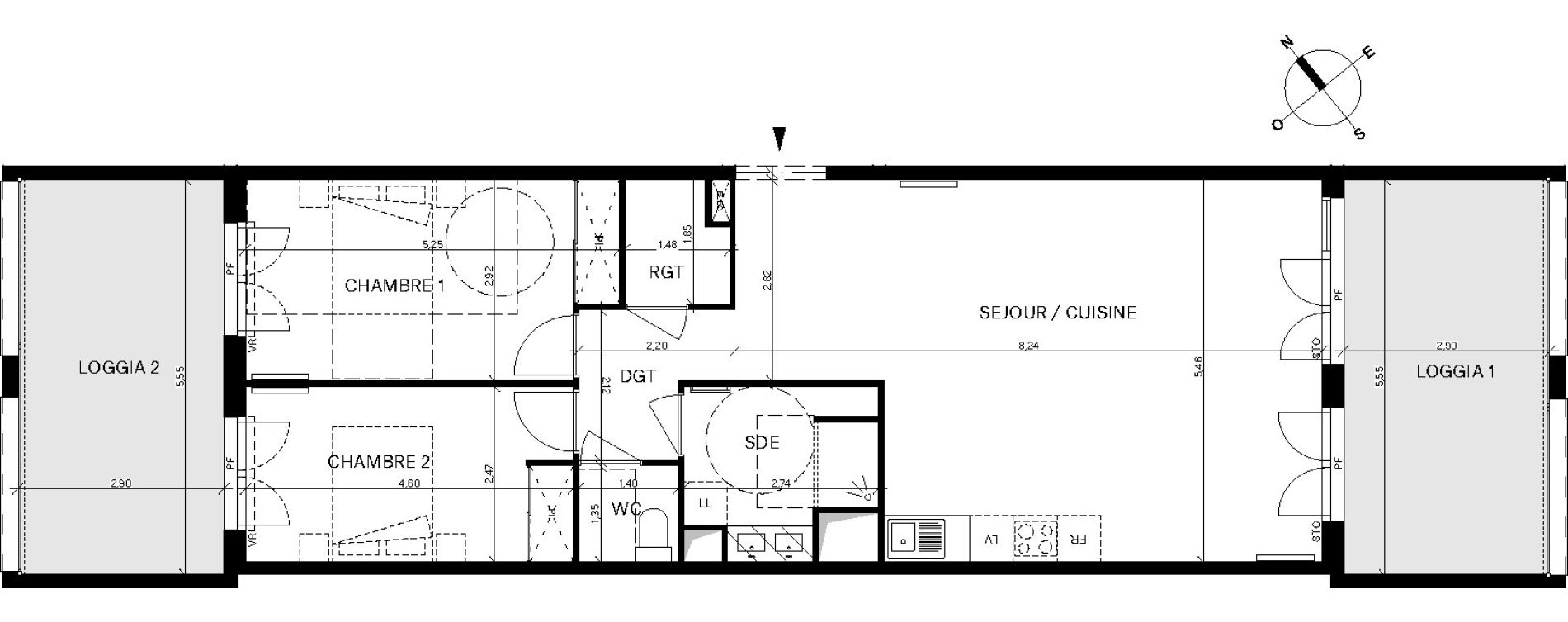 Appartement T3 de 83,98 m2 &agrave; Bordeaux Chartrons