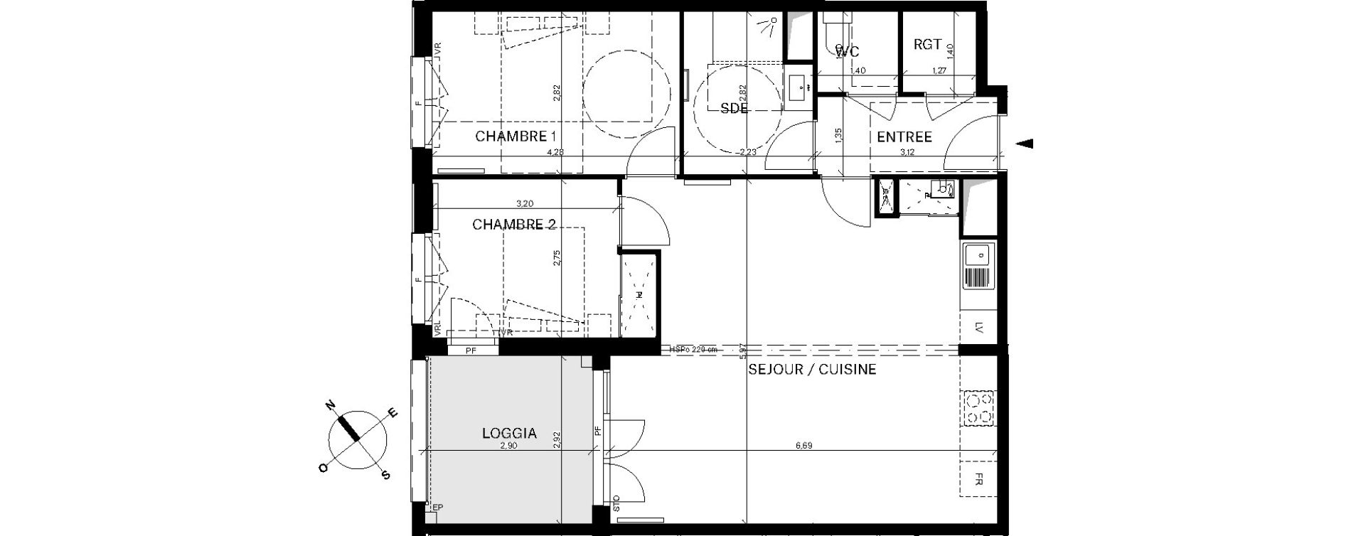 Appartement T3 de 72,61 m2 &agrave; Bordeaux Chartrons