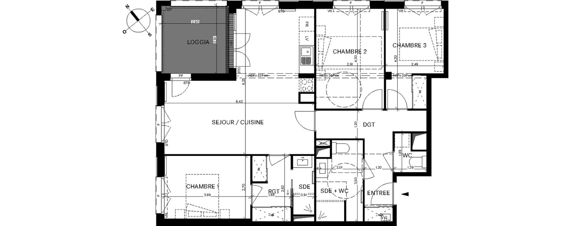 Appartement T4 de 86,72 m2 &agrave; Bordeaux Chartrons