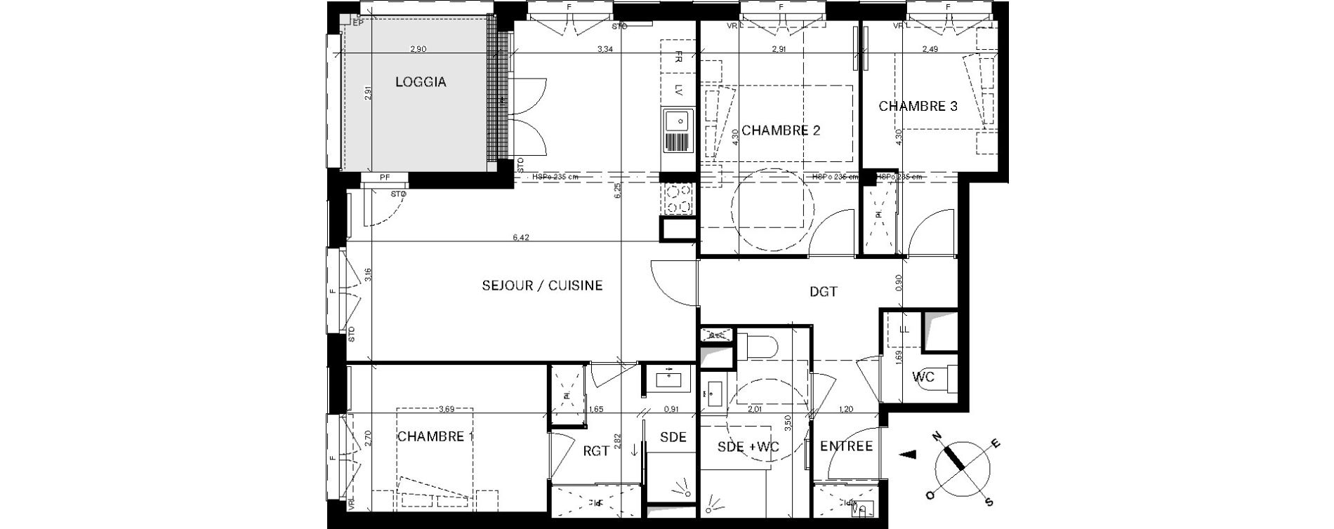 Appartement T4 de 86,80 m2 &agrave; Bordeaux Chartrons