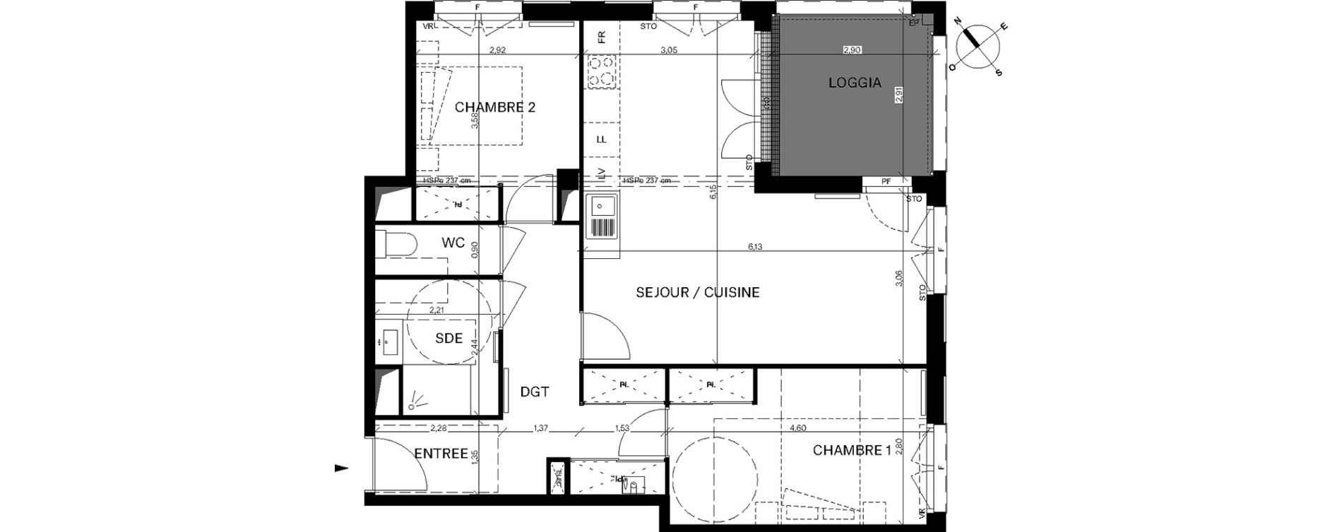 Appartement T3 de 70,88 m2 &agrave; Bordeaux Chartrons
