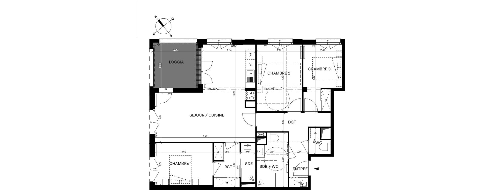 Appartement T4 de 86,78 m2 &agrave; Bordeaux Chartrons