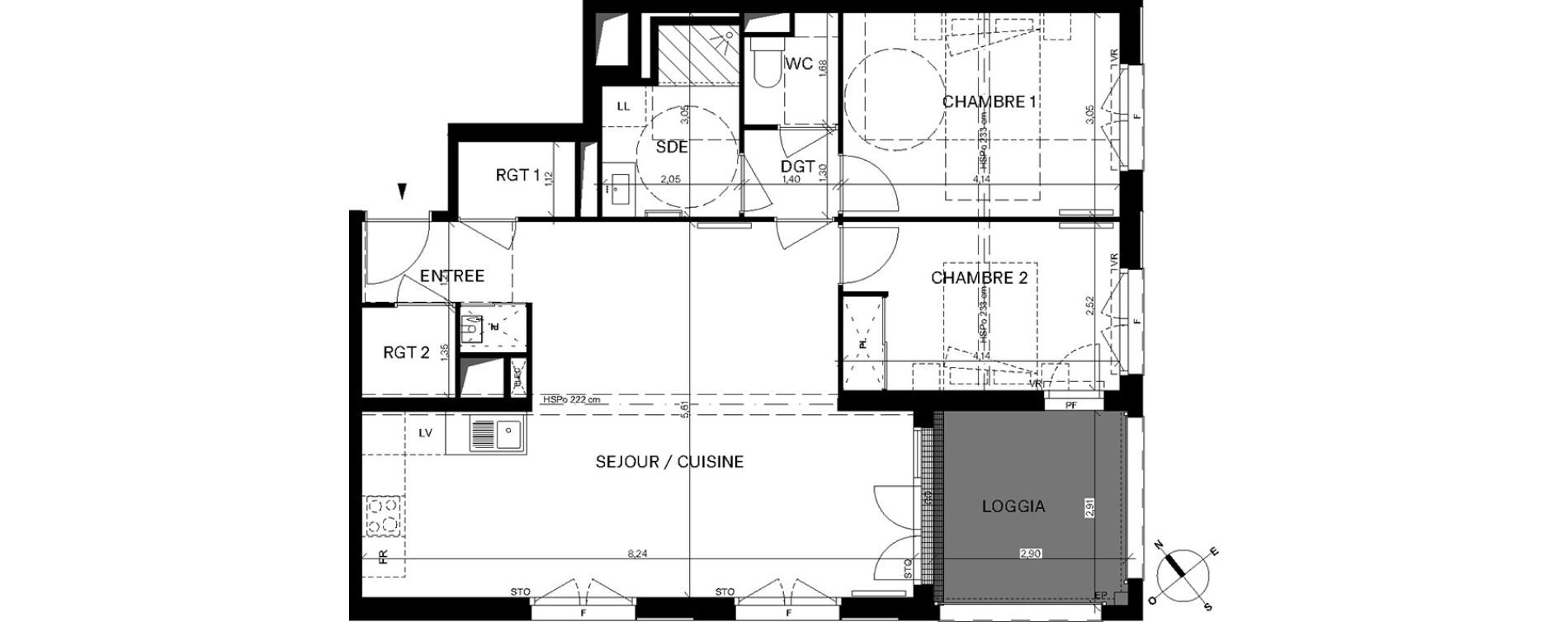 Appartement T3 de 75,87 m2 &agrave; Bordeaux Chartrons