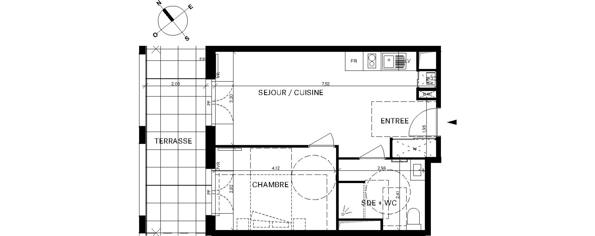 Appartement T2 de 42,71 m2 &agrave; Bordeaux Chartrons