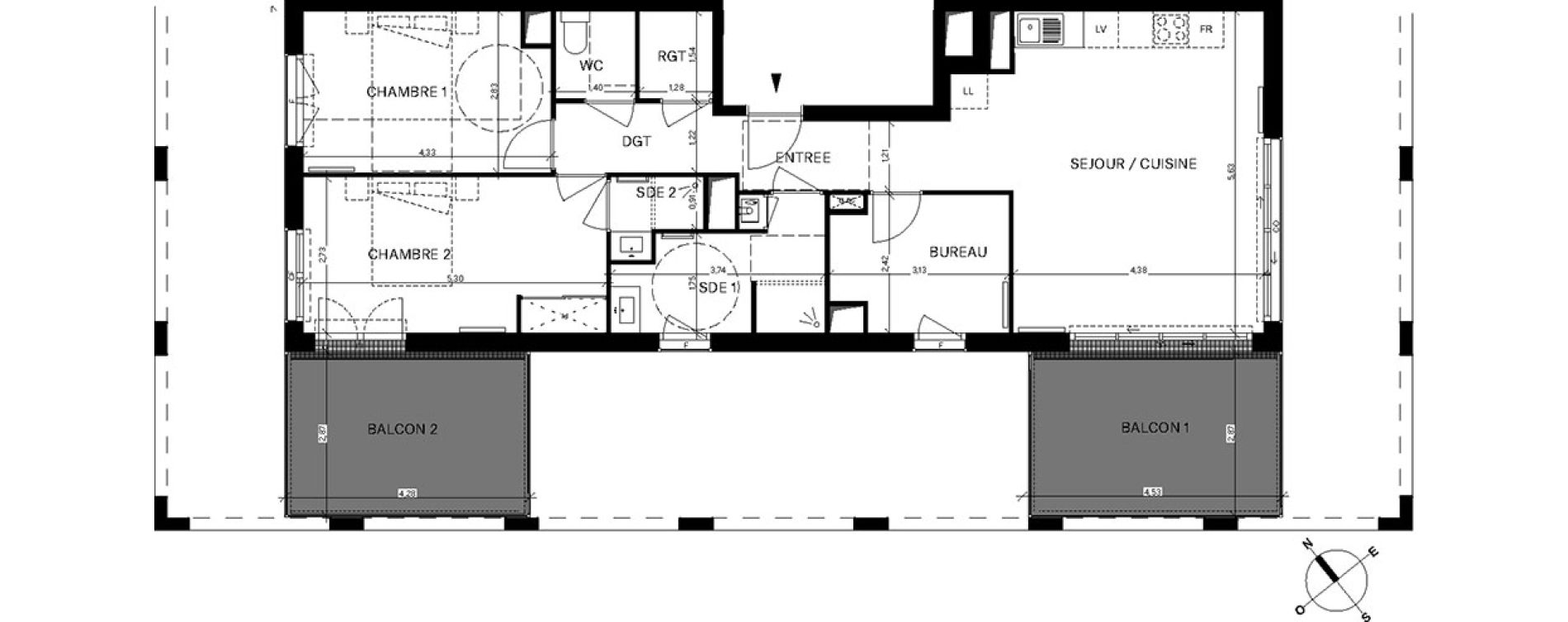 Appartement T3 de 81,54 m2 &agrave; Bordeaux Chartrons