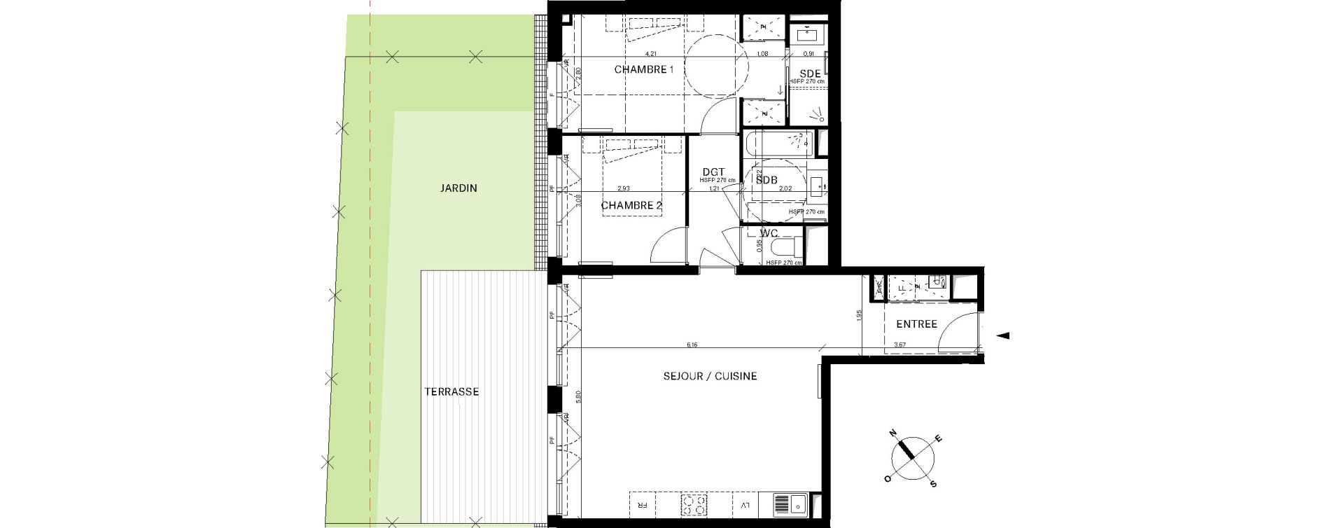 Appartement T3 de 76,79 m2 &agrave; Bordeaux Chartrons
