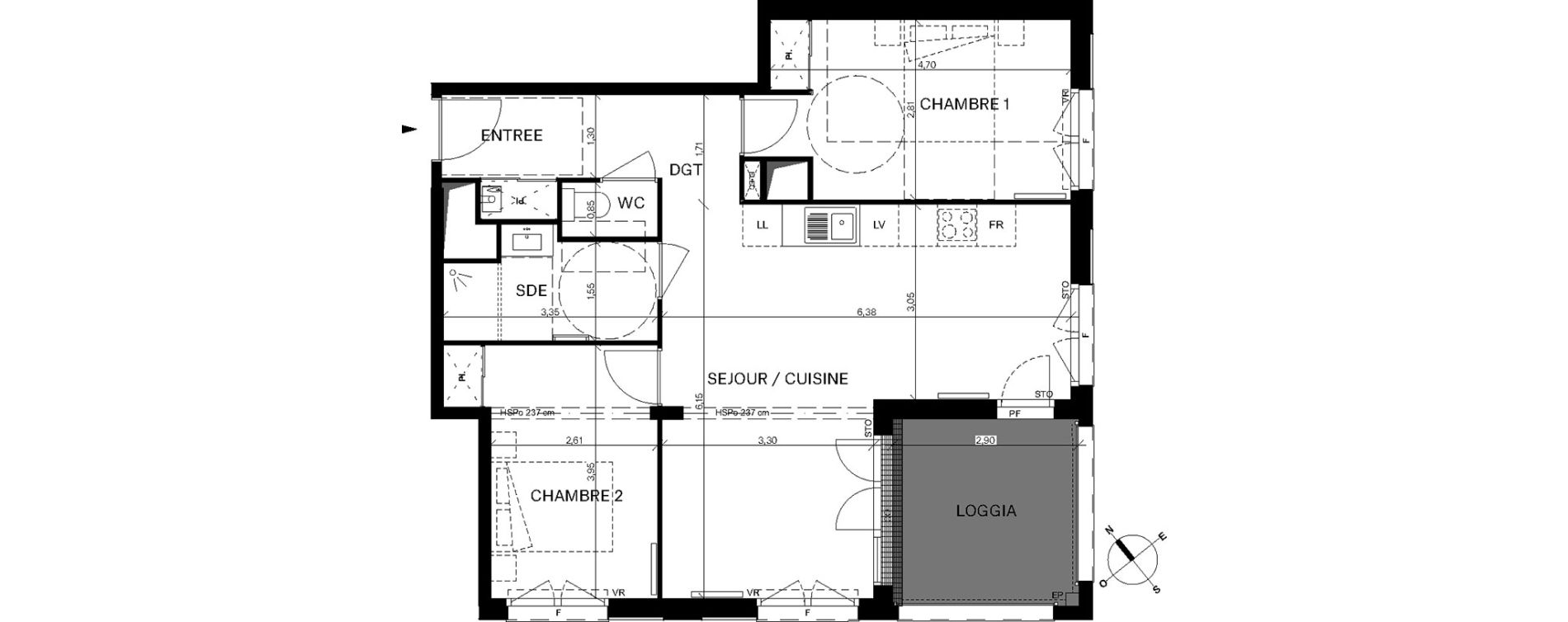 Appartement T3 de 67,40 m2 &agrave; Bordeaux Chartrons