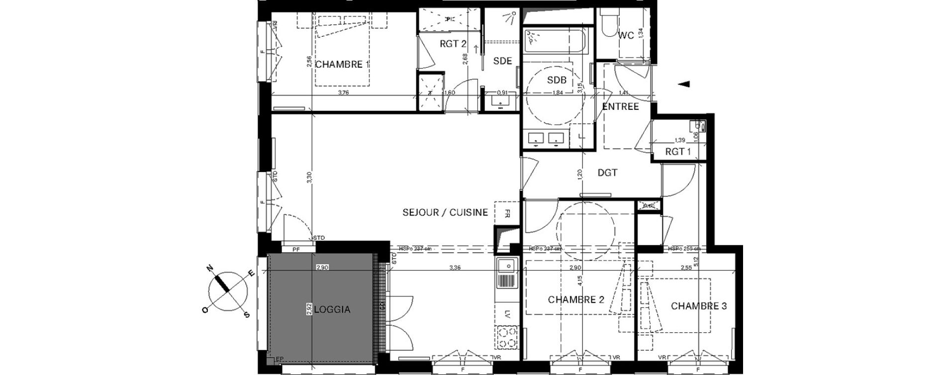Appartement T4 de 86,39 m2 &agrave; Bordeaux Chartrons