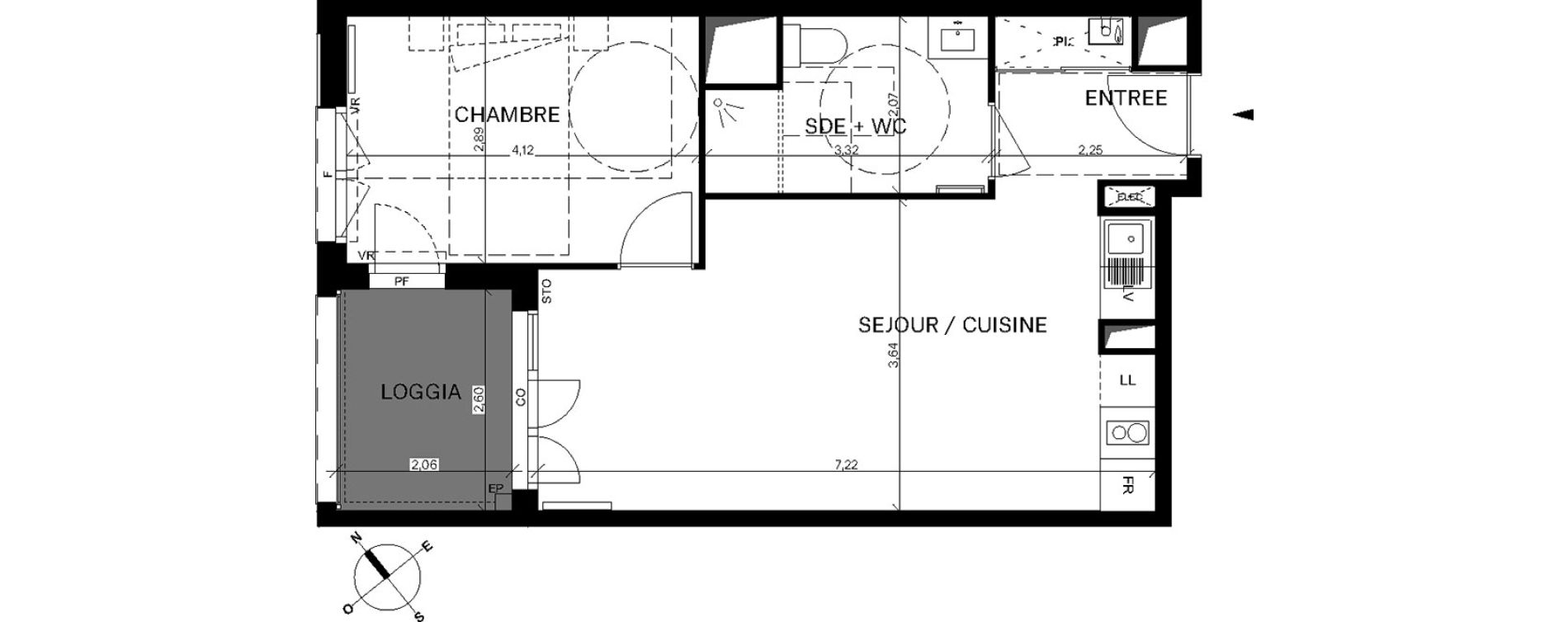 Appartement T2 de 46,47 m2 &agrave; Bordeaux Chartrons