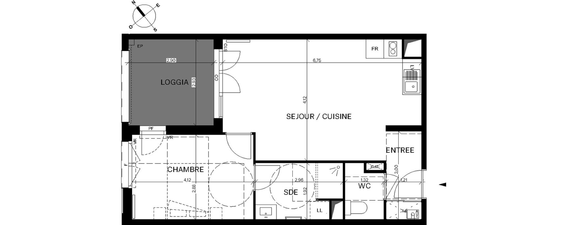 Appartement T2 de 47,97 m2 &agrave; Bordeaux Chartrons