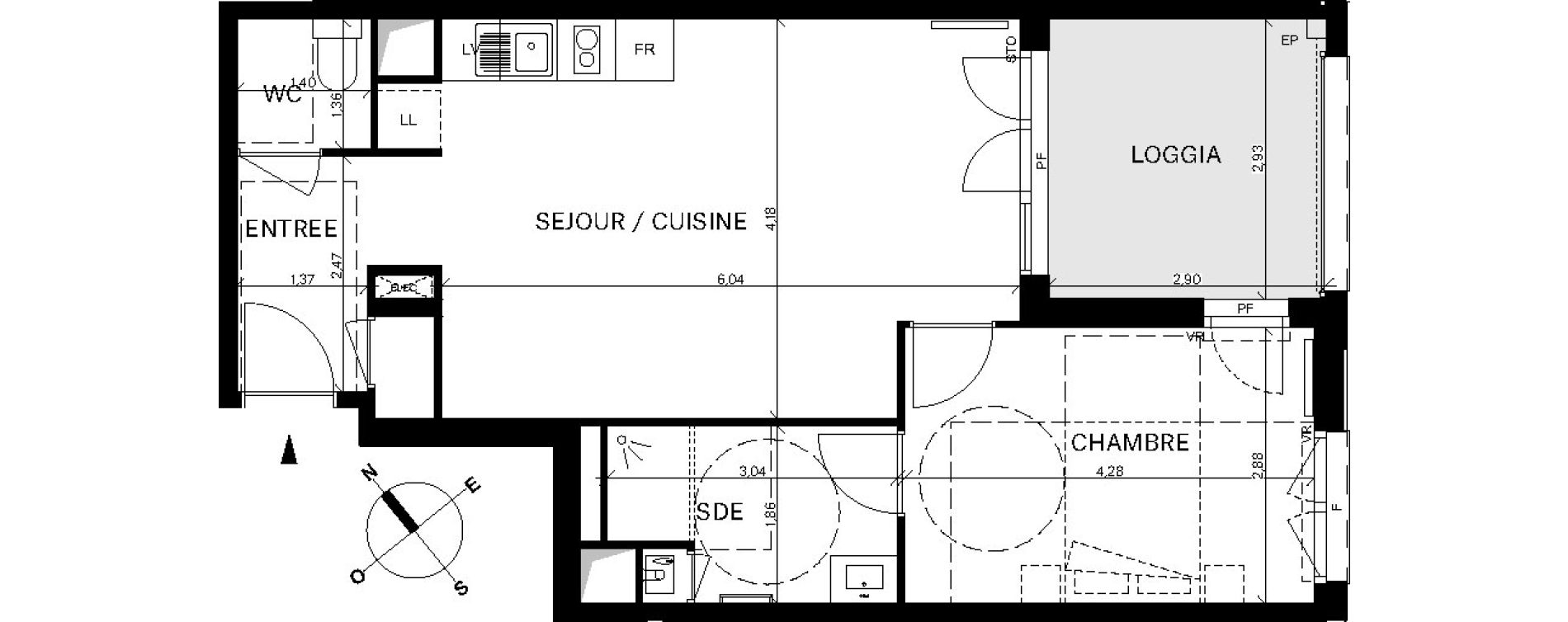 Appartement T2 de 48,99 m2 &agrave; Bordeaux Chartrons