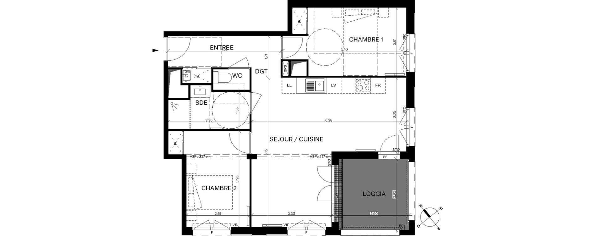 Appartement T3 de 67,42 m2 &agrave; Bordeaux Chartrons