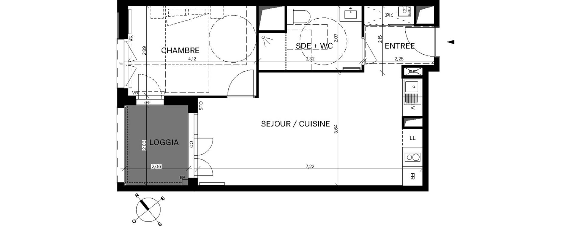 Appartement T2 de 46,54 m2 &agrave; Bordeaux Chartrons