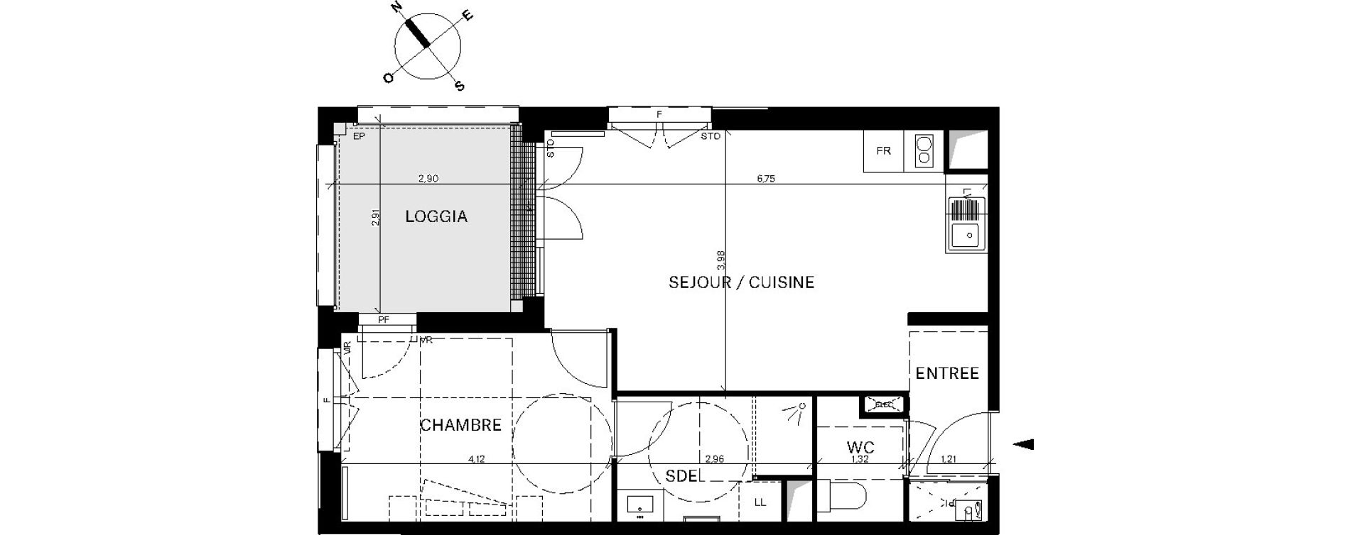 Appartement T2 de 47,38 m2 &agrave; Bordeaux Chartrons