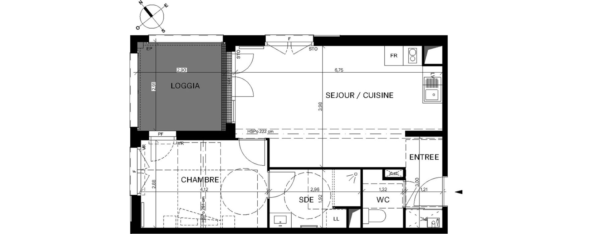 Appartement T2 de 47,03 m2 &agrave; Bordeaux Chartrons