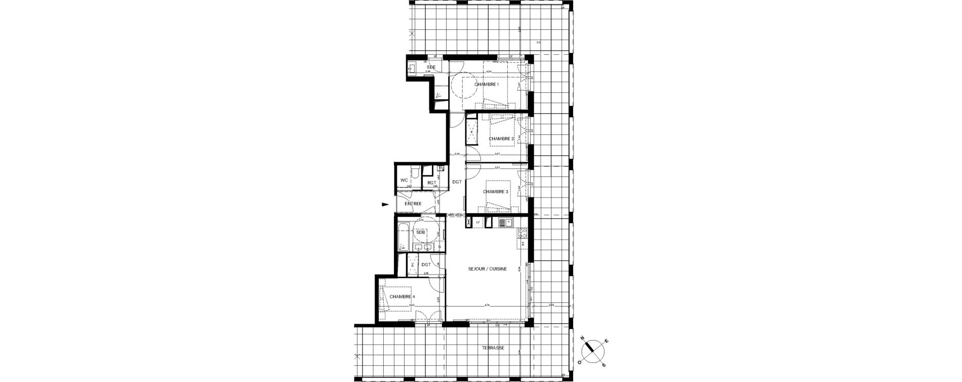 Appartement T5 de 95,61 m2 &agrave; Bordeaux Chartrons
