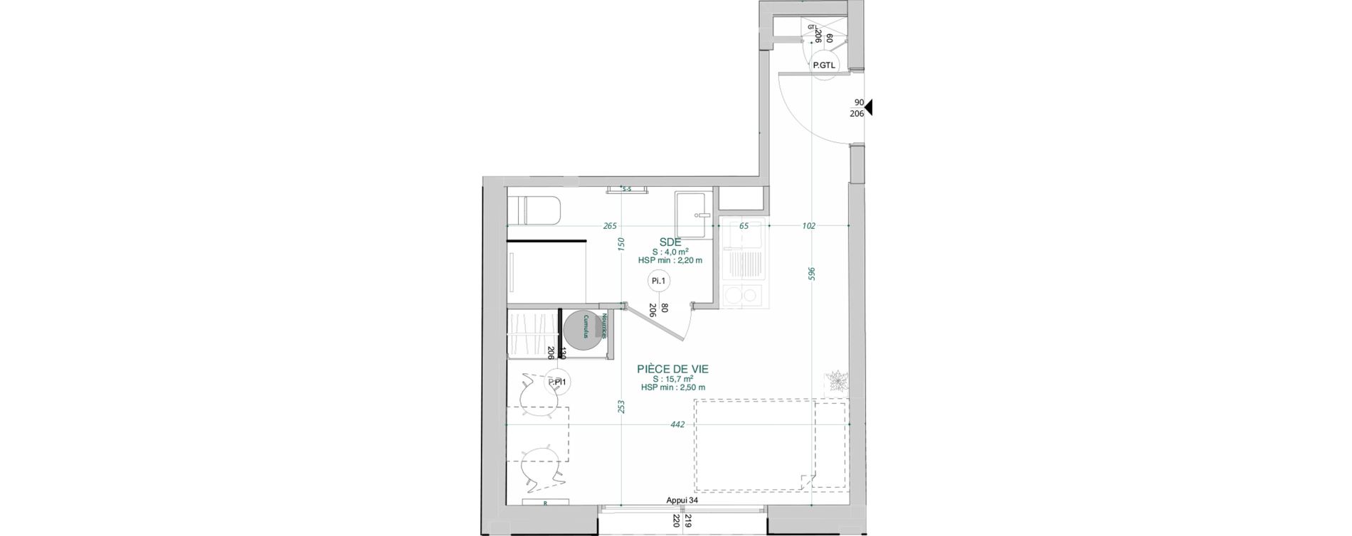 Appartement T1 de 19,70 m2 &agrave; Bordeaux Nansouty