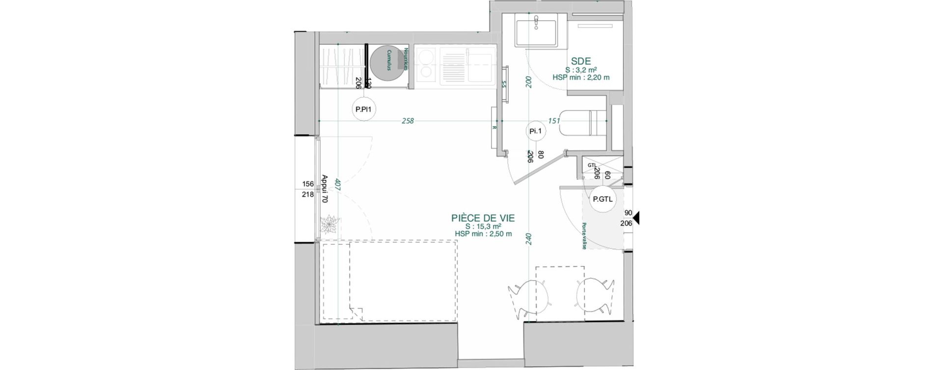 Appartement T1 de 18,50 m2 &agrave; Bordeaux Nansouty