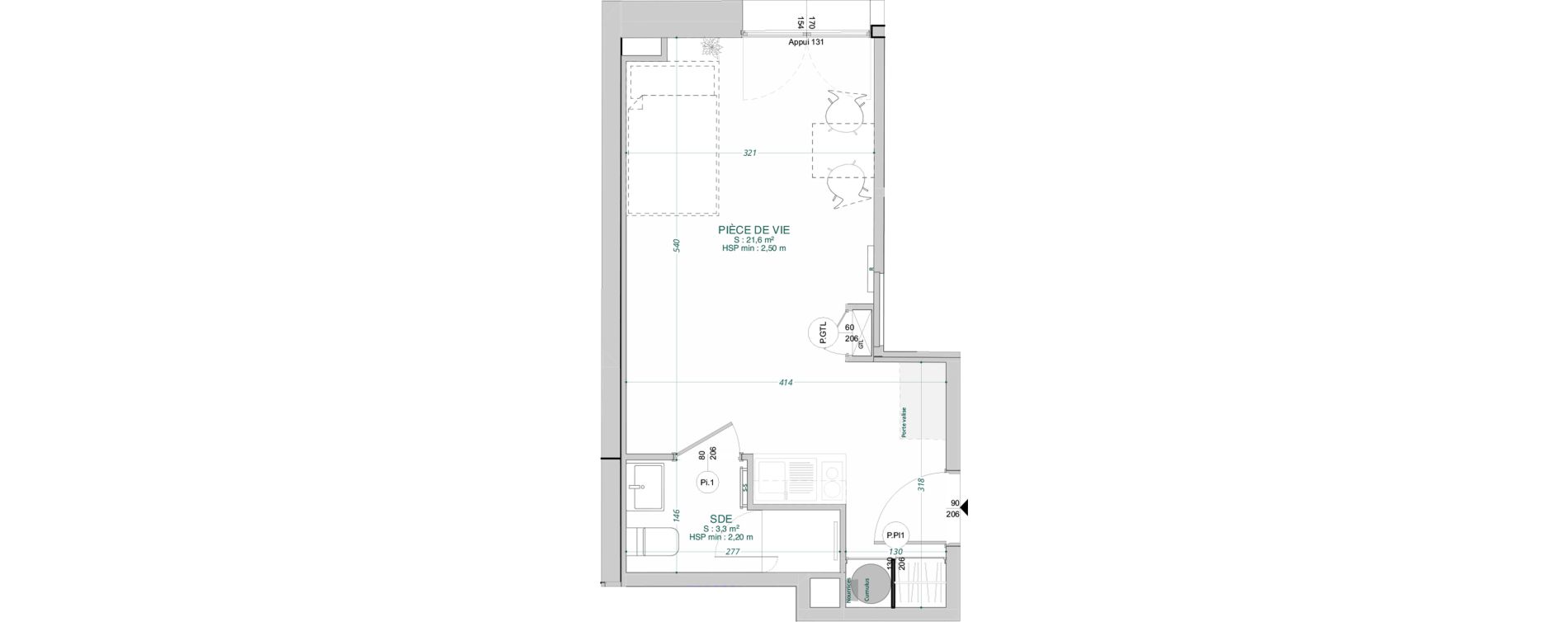 Appartement T1 de 24,90 m2 &agrave; Bordeaux Nansouty