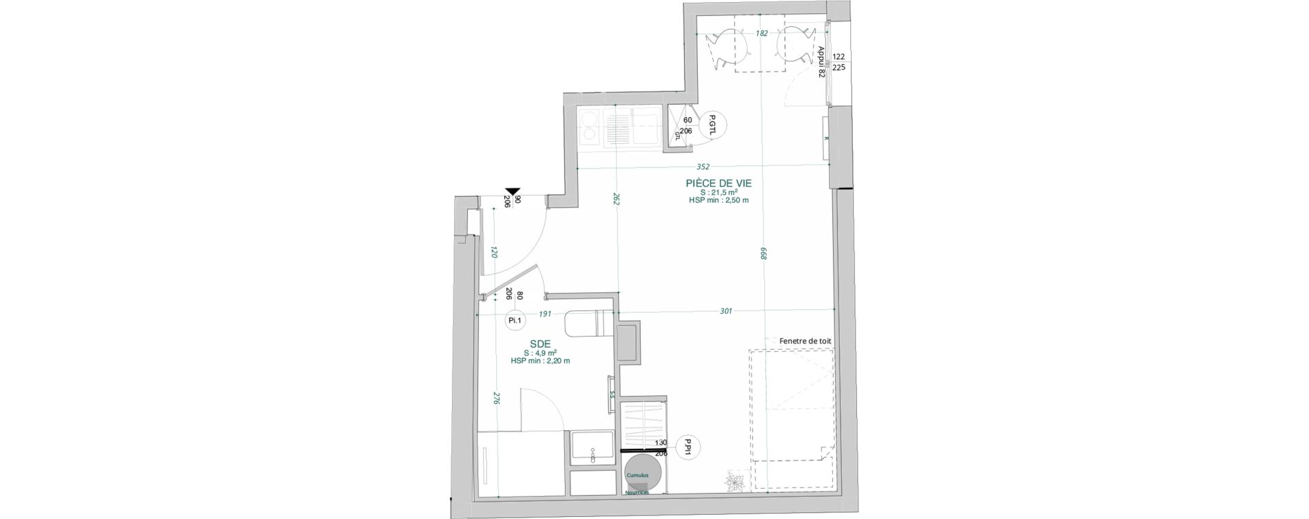 Appartement T1 de 26,40 m2 &agrave; Bordeaux Nansouty