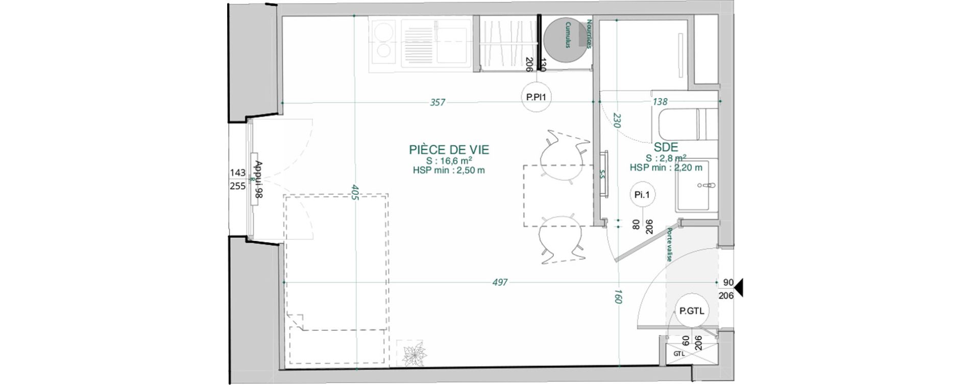 Appartement T1 de 19,40 m2 &agrave; Bordeaux Nansouty