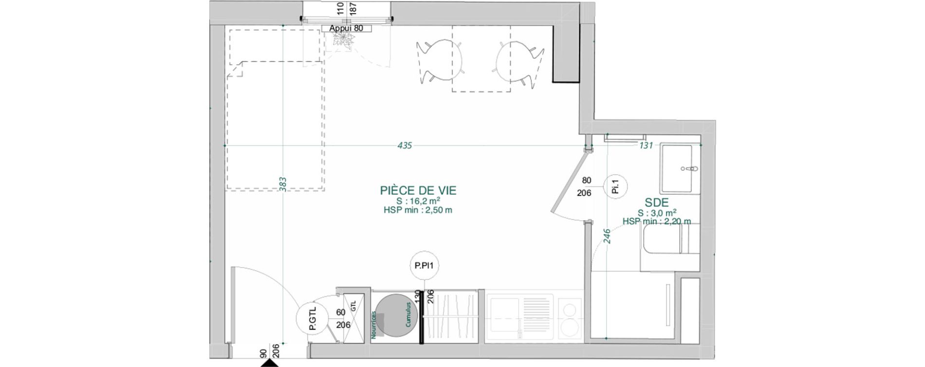 Appartement T1 de 19,20 m2 &agrave; Bordeaux Nansouty