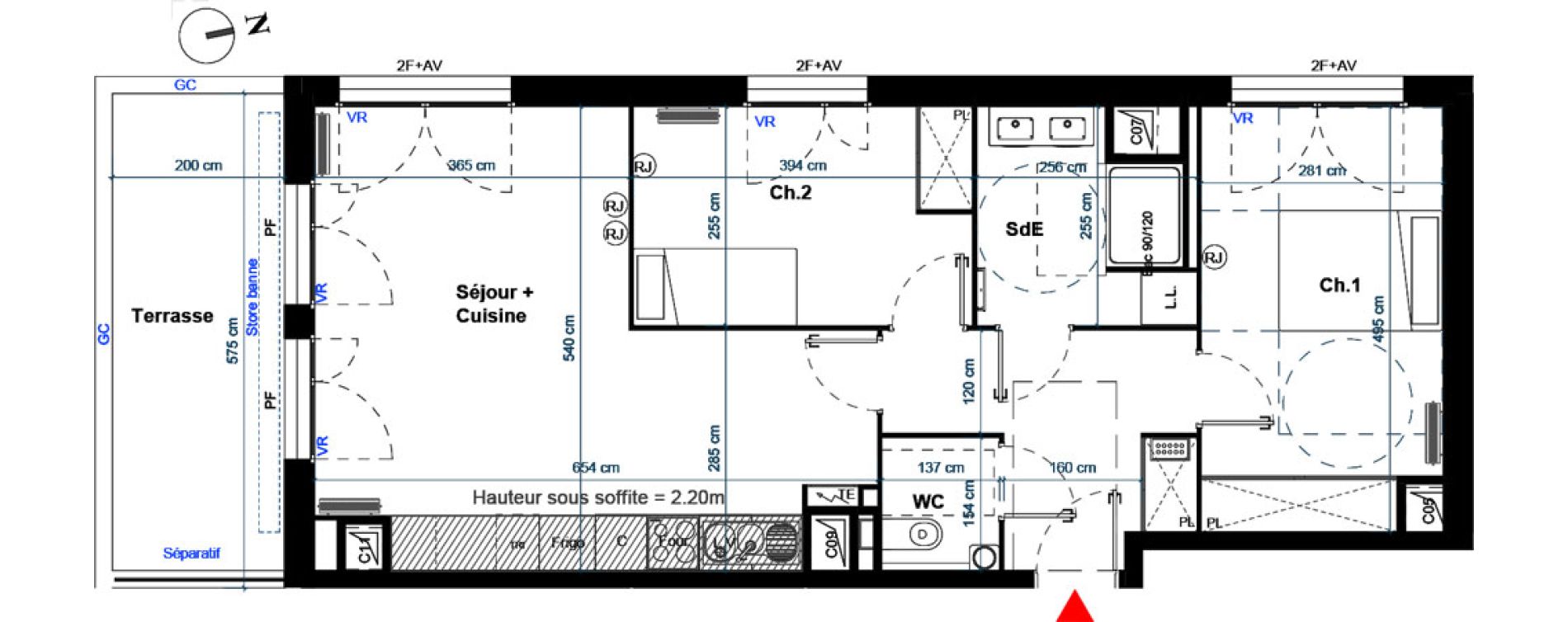 Appartement T3 de 65,34 m2 &agrave; Bordeaux Bastide
