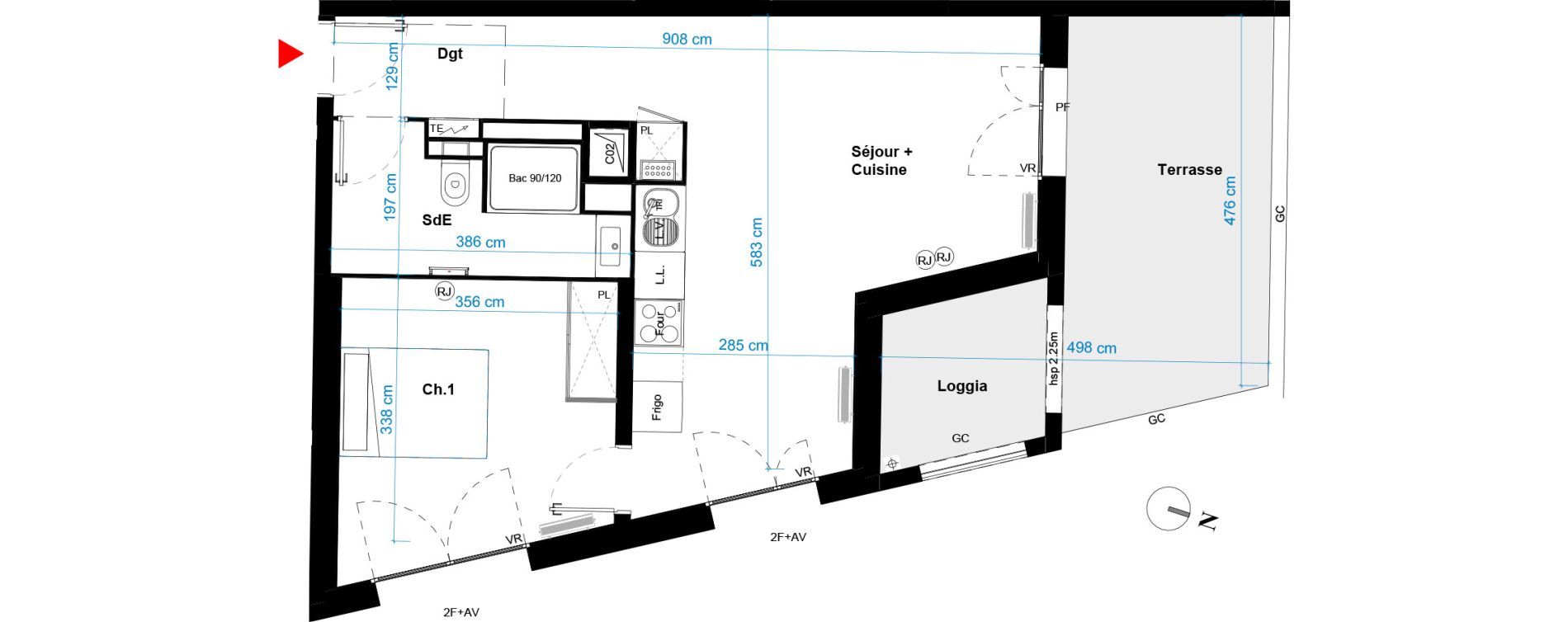 Appartement T2 de 49,18 m2 &agrave; Bordeaux Bastide