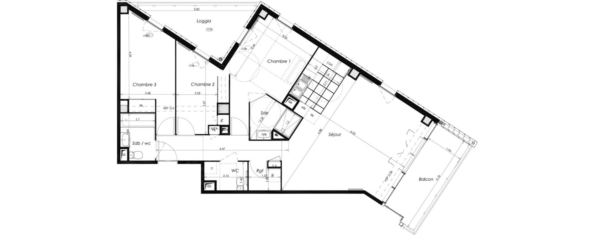 Appartement T4 de 90,15 m2 &agrave; Bordeaux Saint-jean belcier