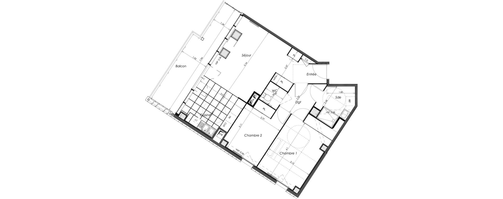Appartement T3 de 67,77 m2 &agrave; Bordeaux Saint-jean belcier