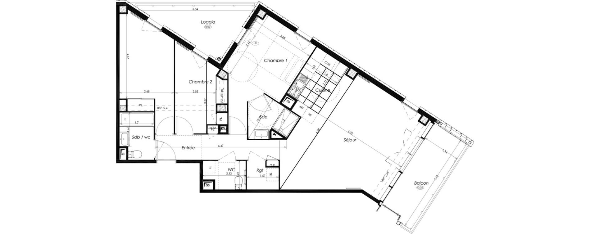 Appartement T4 de 90,23 m2 &agrave; Bordeaux Saint-jean belcier