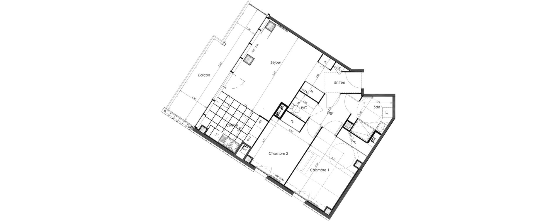 Appartement T3 de 67,97 m2 &agrave; Bordeaux Saint-jean belcier