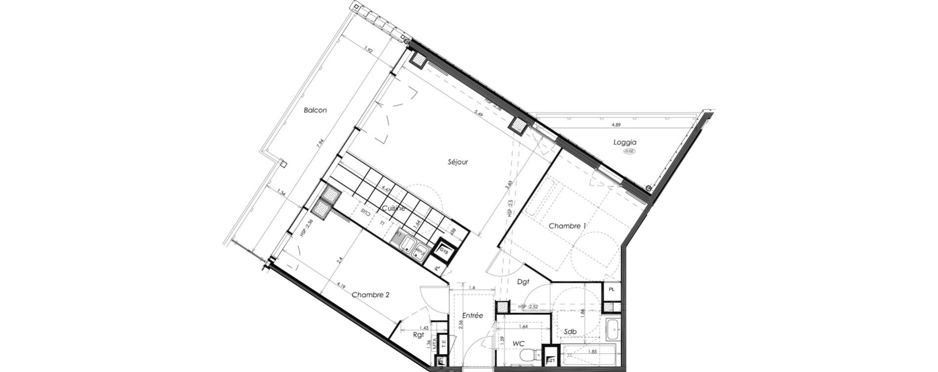 Appartement T3 de 65,90 m2 &agrave; Bordeaux Saint-jean belcier