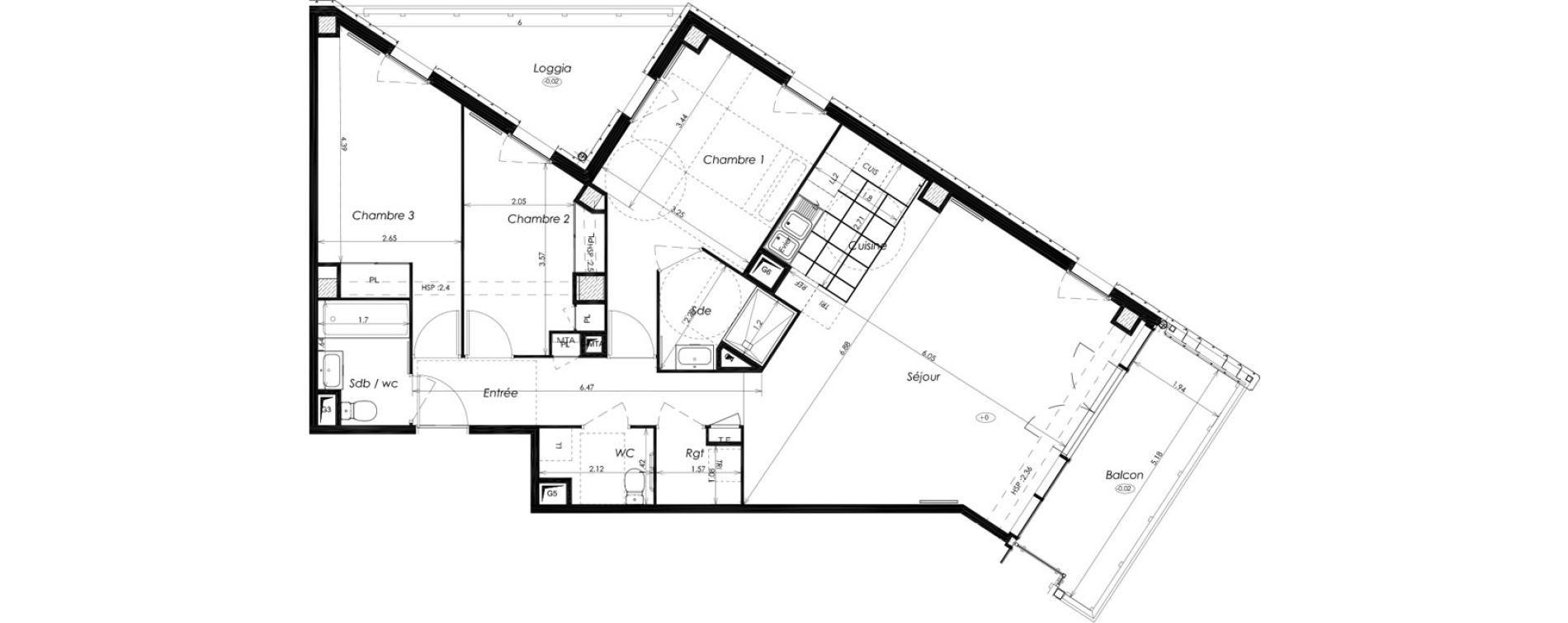 Appartement T4 de 90,08 m2 &agrave; Bordeaux Saint-jean belcier