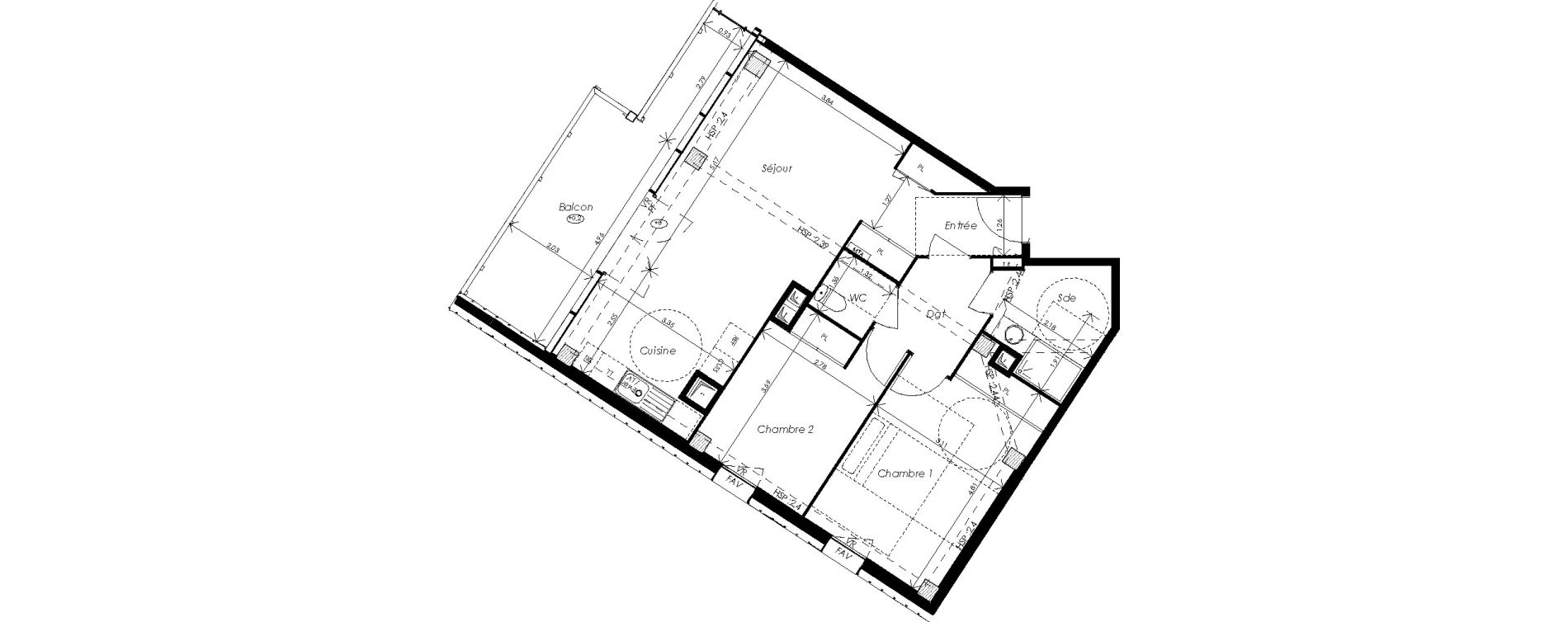 Appartement T3 de 67,89 m2 &agrave; Bordeaux Saint-jean belcier