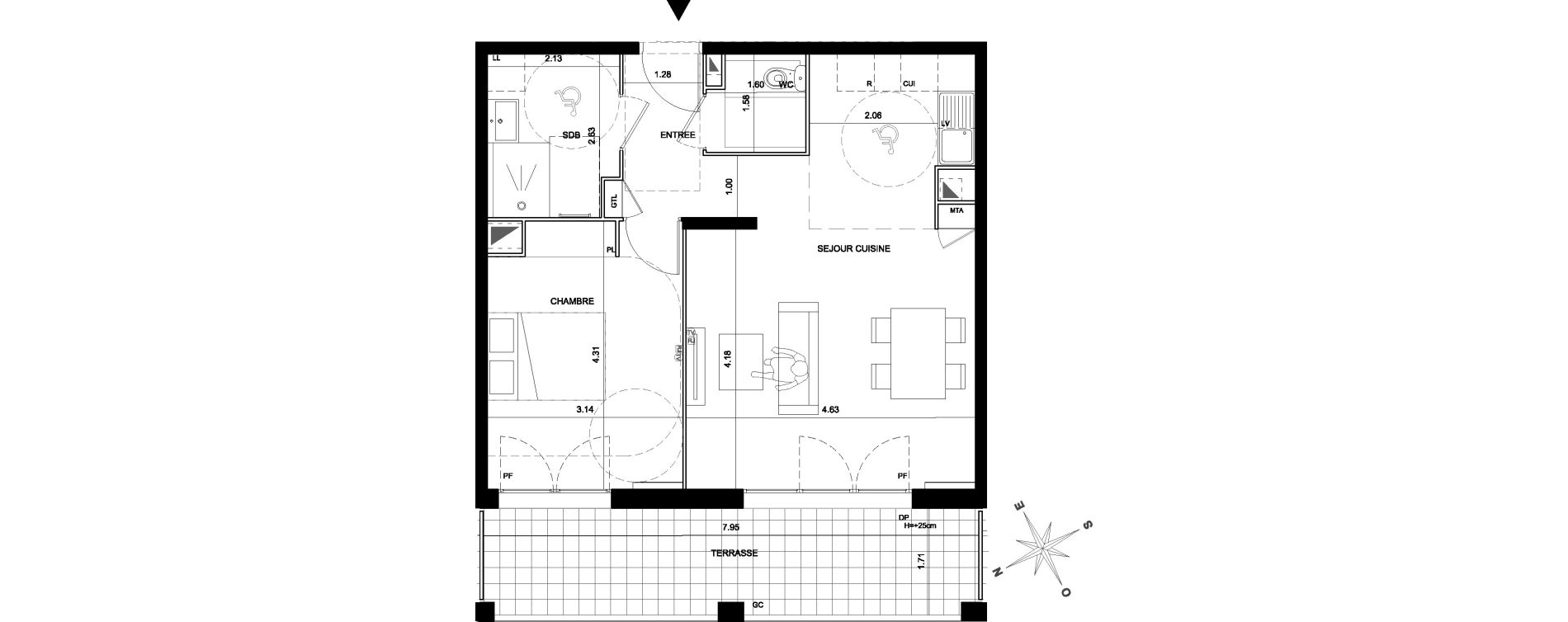 Appartement T2 de 52,38 m2 &agrave; Bordeaux Brazza