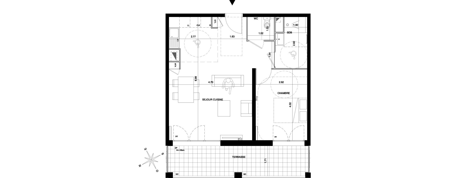 Appartement T2 de 52,35 m2 &agrave; Bordeaux Brazza